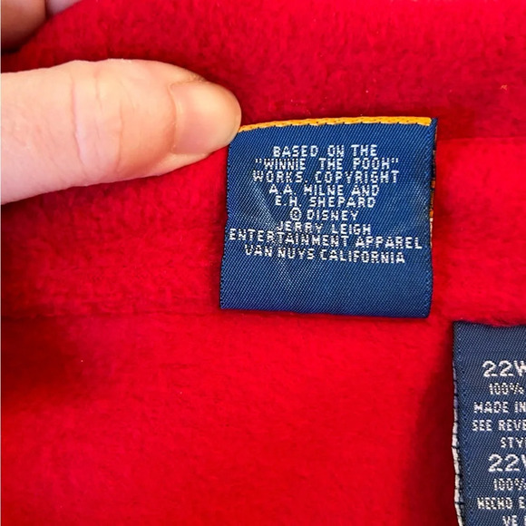 Vintage Disney Winnie the Pooh Womens 22W/24W Fleece Button Up Shirt Shacket Red - Picture 6 of 8